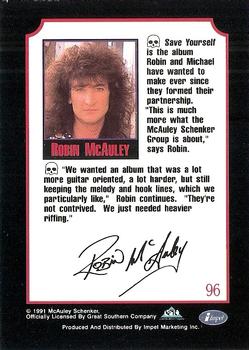 1991 Impel Mega Metal #96 Robin McAuley Back