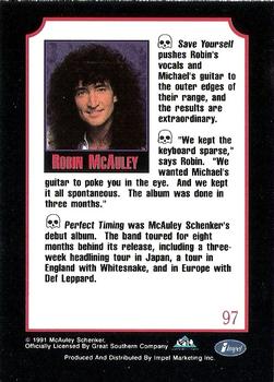 1991 Impel Mega Metal #97 Robin McAuley Back