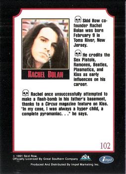 1991 Impel Mega Metal #102 Rachel Bolan Back