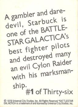 1978 Wonder Bread Battlestar Galactica #1 Lt. Starbuck Back
