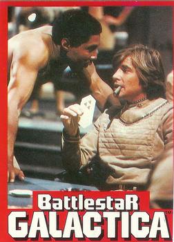 1978 Wonder Bread Battlestar Galactica #22 Starbuck Shows Boomer His Cards Front