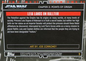 2013 Topps Star Wars Illustrated A New Hope #11 Leia lands on Ralltiir Back