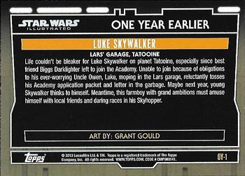 2013 Topps Star Wars Illustrated A New Hope - One Year Earlier #OY-1 Luke Skywalker Back