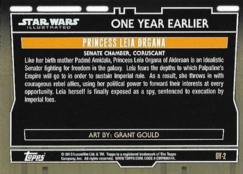 2013 Topps Star Wars Illustrated A New Hope - One Year Earlier #OY-2 Princess Leia Organa Back