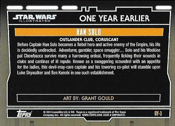 2013 Topps Star Wars Illustrated A New Hope - One Year Earlier #OY-3 Han Solo Back