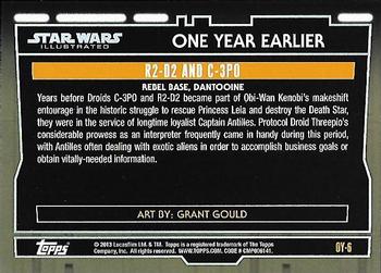 2013 Topps Star Wars Illustrated A New Hope - One Year Earlier #OY-6 R2-D2 / C-3PO Back