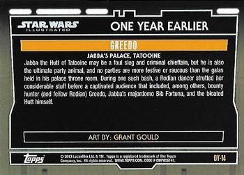 2013 Topps Star Wars Illustrated A New Hope - One Year Earlier #OY-14 Greedo Back