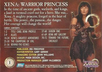 1998 Topps Xena: Warrior Princess #1 Title Card Back