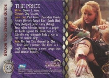 1998 Topps Xena: Warrior Princess Series II #56 The Price Back