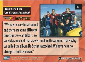 2000 Topps *NSYNC #8 Justin On: No Strings Attached Back