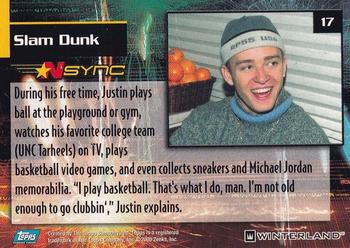 2000 Topps *NSYNC #17 Justin on: Slam Dunk Back