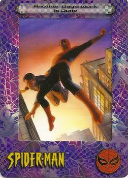 2002 ArtBox Spider-Man FilmCardz - Ultra-Rare 3-Card Chase Set #UR1 Another Day's Work is Done Front