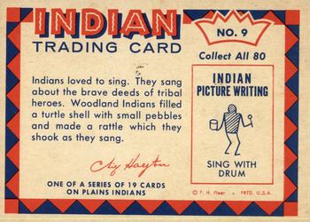 1959 Fleer Plains Indians (R730-2) #9 Indian Musician With Turtle Rattle Back