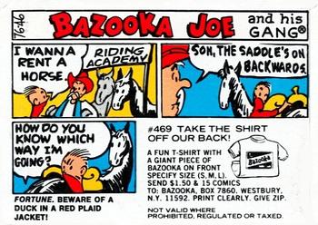 1976 Topps Bazooka Joe and His Gang #76-46 Fortune. Beware of a duck in a red plaid jacket! Front