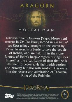 2002 Topps Lord of the Rings: The Two Towers #4 Aragorn Back