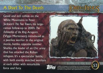 2002 Topps Lord of the Rings: The Two Towers #53 A Duel To The Death Back