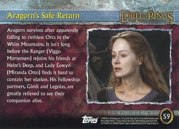 2002 Topps Lord of the Rings: The Two Towers #59 Aragorn's Safe Return Back