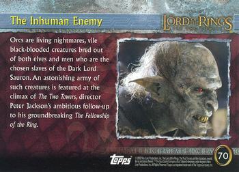 2002 Topps Lord of the Rings: The Two Towers #70 The Inhuman Enemy Back