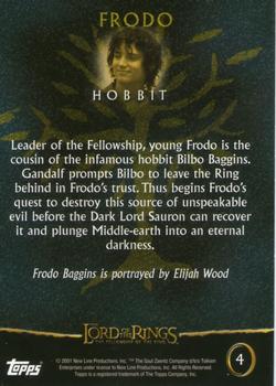 2001 Topps Lord of the Rings: The Fellowship of the Ring #4 Frodo Back