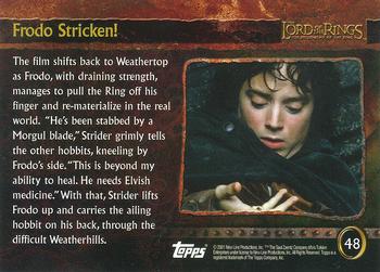 2001 Topps Lord of the Rings: The Fellowship of the Ring #48 Frodo Stricken! Back