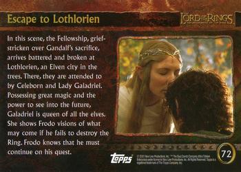2001 Topps Lord of the Rings: The Fellowship of the Ring #72 Escape to Lothlorien Back