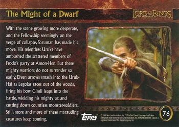2001 Topps Lord of the Rings: The Fellowship of the Ring #76 The Might of a Dwarf Back