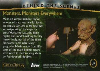 2001 Topps Lord of the Rings: The Fellowship of the Ring #87 Monsters, Monsters Everywhere Back