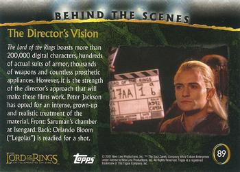 2001 Topps Lord of the Rings: The Fellowship of the Ring #89 The Director's Vision Back