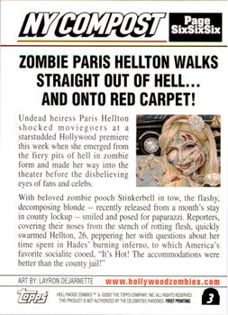 2007 Topps Hollywood Zombies #3 Paris Hellton Back