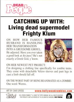 2007 Topps Hollywood Zombies #15 Frighty Klum Back