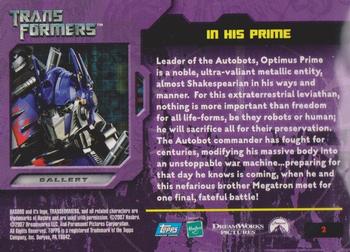 2007 Topps Transformers Movie #2 Optimus Prime - In His Prime Back