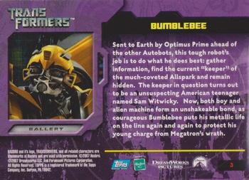 2007 Topps Transformers Movie #3 Bumblebee Back