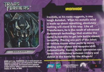 2007 Topps Transformers Movie #8 Ironhide Back