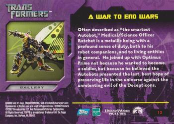 2007 Topps Transformers Movie #12 Ratchet - A War to End Wars Back