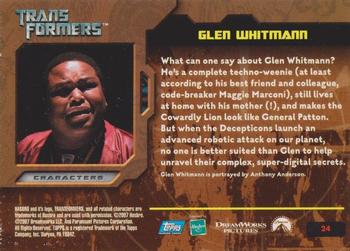 2007 Topps Transformers Movie #24 Anthony Anderson as Glen Whitmann Back
