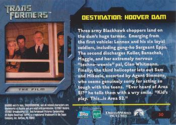 2007 Topps Transformers Movie #50 Destination: Hoover Dam Back