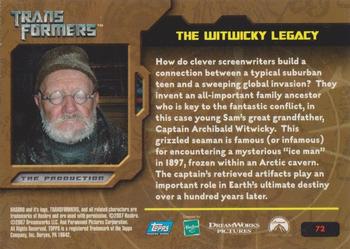 2007 Topps Transformers Movie #72 The Witwicky Legacy Back