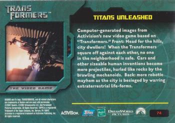 2007 Topps Transformers Movie #74 Titans Unleashed Back
