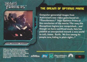 2007 Topps Transformers Movie #83 The Dream of Optimus Prime Back