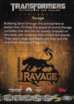 2009 Topps Transformers: Revenge of the Fallen #11 Ravage Back