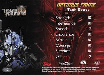 2009 Topps Transformers: Revenge of the Fallen #12 Optimus Prime Back
