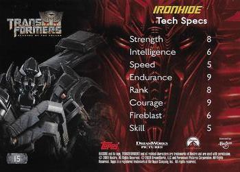 2009 Topps Transformers: Revenge of the Fallen #15 Ironhide Back