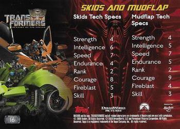 2009 Topps Transformers: Revenge of the Fallen #16 Skids and Mudflap Back