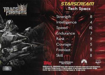 2009 Topps Transformers: Revenge of the Fallen #18 Starscream Back