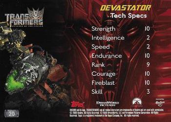 2009 Topps Transformers: Revenge of the Fallen #20 Devastator Back