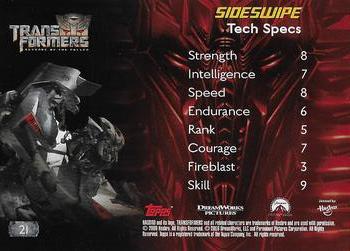 2009 Topps Transformers: Revenge of the Fallen #21 Sideswipe Back