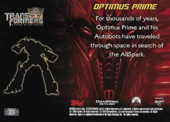 2009 Topps Transformers: Revenge of the Fallen #22 Optimus Prime: For thousands of years, Optimus Back