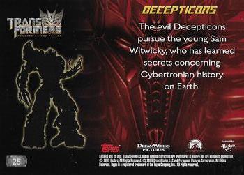 2009 Topps Transformers: Revenge of the Fallen #25 Decepticons: The evil Decepticons pursue the y Back
