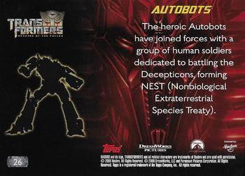 2009 Topps Transformers: Revenge of the Fallen #26 Autobots: The heroic Autobots have joined forc Back