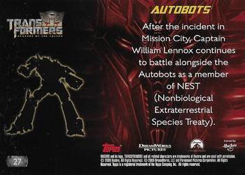 2009 Topps Transformers: Revenge of the Fallen #27 Autobots: After the incident in Mission City, Back